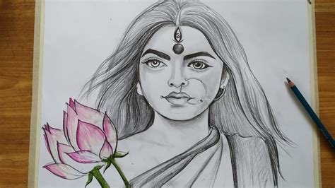 How To Draw Maa Durga Face Pencil Sketch Drawing For Beginners Step By