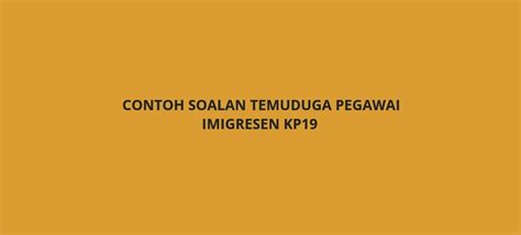 Contoh Soalan Peperiksaan Pegawai Imigresen KP19 (2022)  SPA