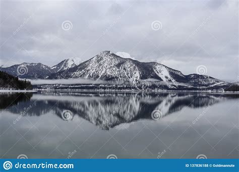 Reflection In Walchensee German Alps Bavaria Germany Royalty Free