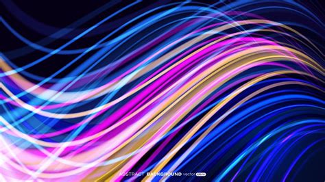 Abstract Neon Light Wavy Effect Glowing Bright Flowing Curve Lines On