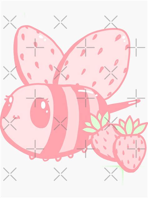 Strawberry Bee Sticker By Spindolphin Redbubble