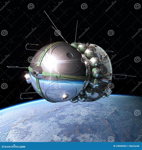 The First Spaceship At The Orbit Stock Illustration Illustration Of