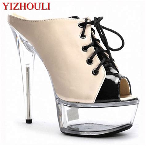 Custom Made Plus Size Full Clear 15cm Sexy High Heel Crystal Sandals 6