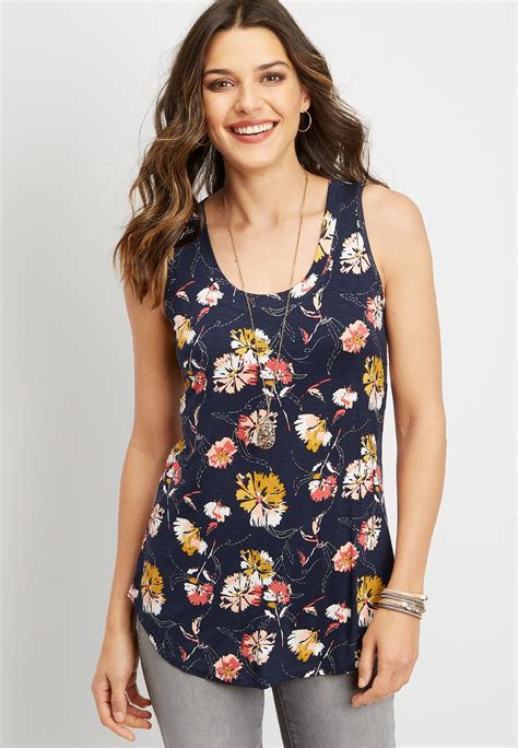 Floral Print Scoop Neck Tank Fix Clothing Clothing Ideas Floral