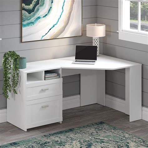 Wheaton Reversible Corner Desk With Storage In Pure White