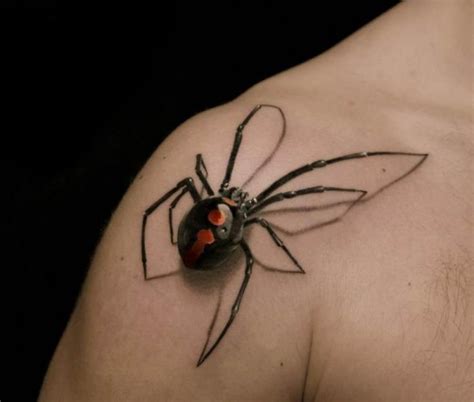 3d realistic spider tattoo on shoulder tattooimages