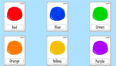 Variety Of Color Charts Flashcards For Kids Color