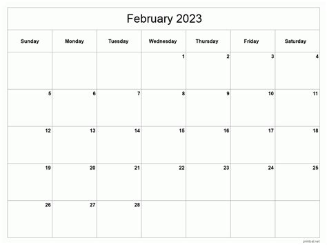 February 2023 Printable Monthly Calendar Rezfoods Resep Masakan
