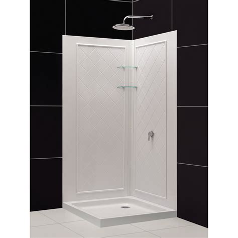 dreamline flex 32 w x 76 75 h x 32 d frameless shower enclosure backwall and base kit