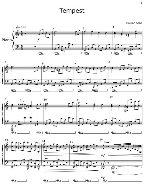 Tempest Sheet Music For Piano