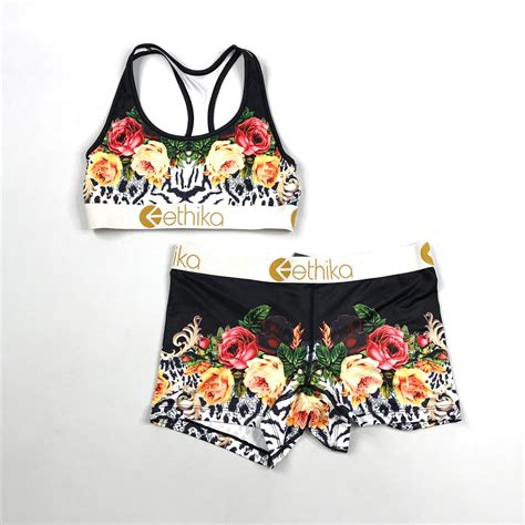 Ethika Staple Boxer Brief And Sports Bra Set In Floral Jungle Wlus129