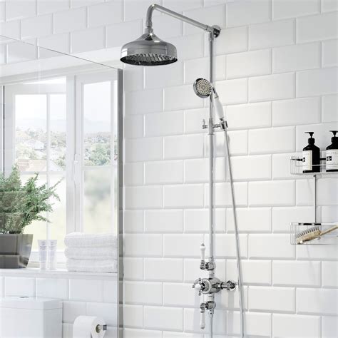 Traditional Chrome Thermostatic Mixer Shower Crosshead Valve With Round
