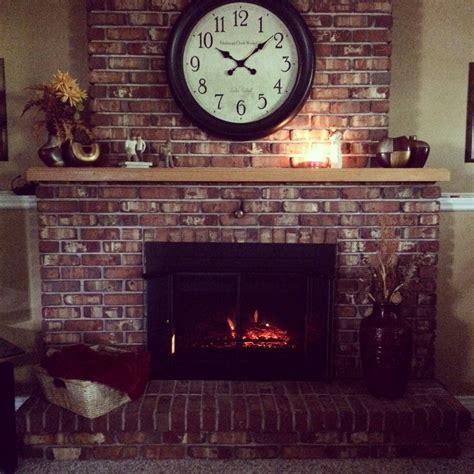 Brick Fireplace With Clockmy Makeover On A Budget Fireplace