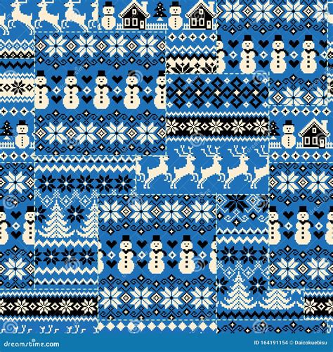 The Traditional Nordic Pattern Has Become A Seamless Patchwork Stock