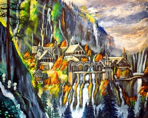 Rivendell And The Three Kodamas Paint By Numbers Numpaints Paint By