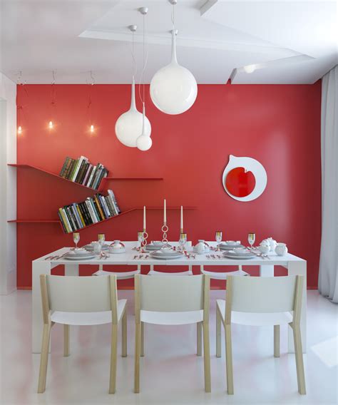Red And White Dining Room Interior Design Ideas
