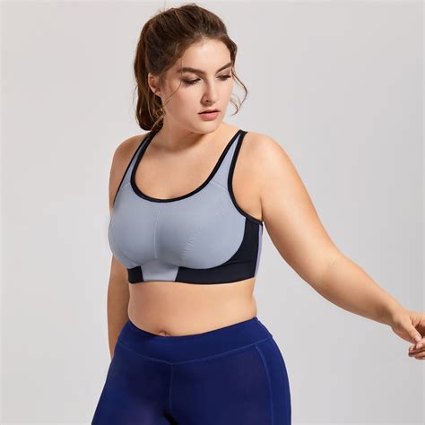 Womens Wire Free No Padding Full Support Plus Size Sports Bra In