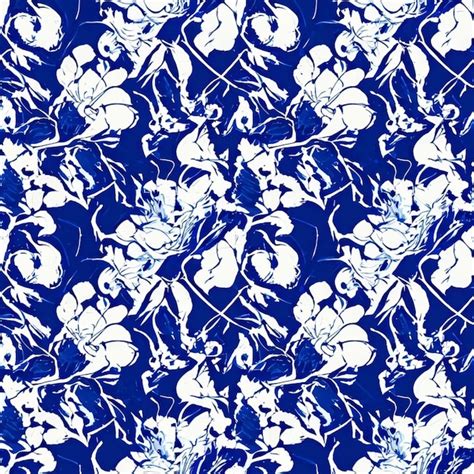 Premium Ai Image Floral In Blue And White Seamless Abstract Botanical