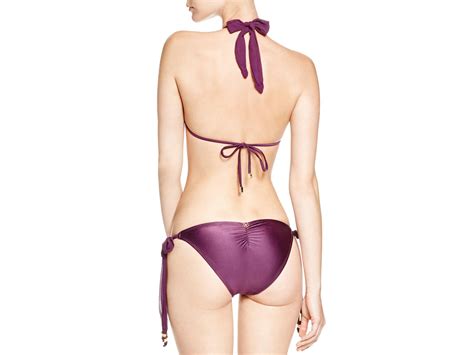 Lyst Vix Solid Eggplant Chiffon Tie Triangle Bikini Top My Xxx Hot Girl