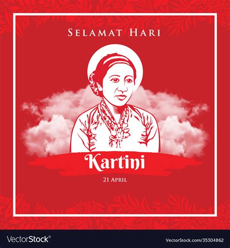 Selamat Hari Kartini Translation Happy Kartini Vector Image