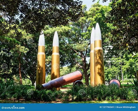 Large Modern Bullet Sculpture Hyde Park Sydney Australia Editorial