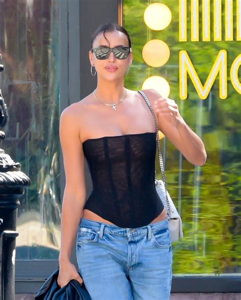 Irina Shayk Wearing Corset Top And Low Rise Jeans In NYC POPSUGAR Fashion