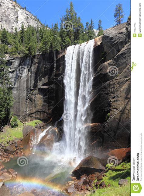 Yosemite National Park Waterfall Vernal Fall Stock Photo