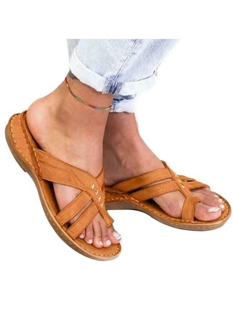 Womens Orthopedic Sandals Flip Flops Open Toe Flat Comfy Summer Shoes