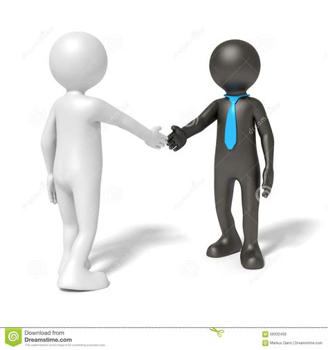 Black And White Man Shaking Hands Stock Illustration Image 58332456
