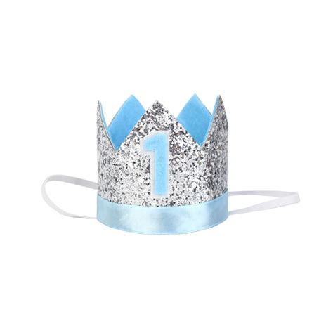 1st Birthday Hat Glitter Hat First Birthday Crown Blue Crown One Year