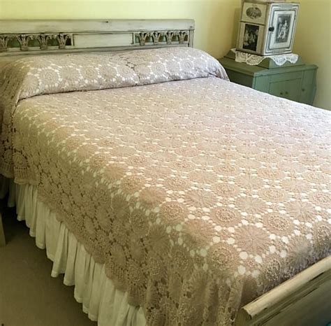 Crochet Bed Coverlet Intricate Crocheted Blanket Bedspread Etsy