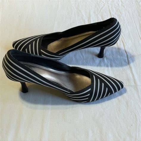 Impo Shoes Impo Black White Stripe Heels 8m Poshmark