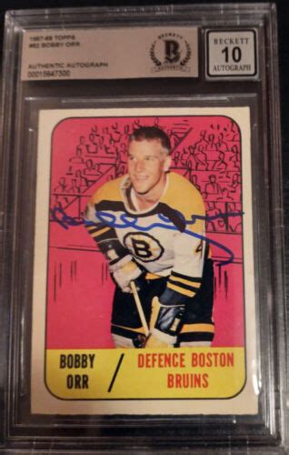 Bobby Orr Autographed Boston Bruins 1967 68 Topps 2nd Yr Card 92