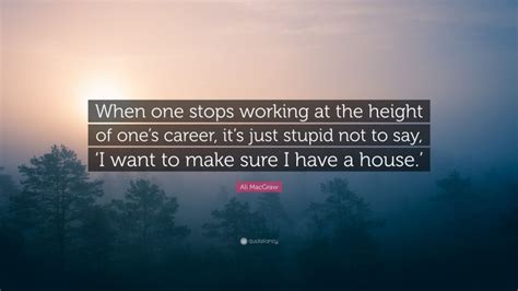 Ali Macgraw Quote “when One Stops Working At The Height Of Ones