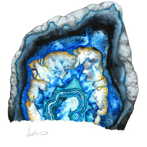 Agate Geode Watercolor And Metallic Acrylic Painting And Prints By