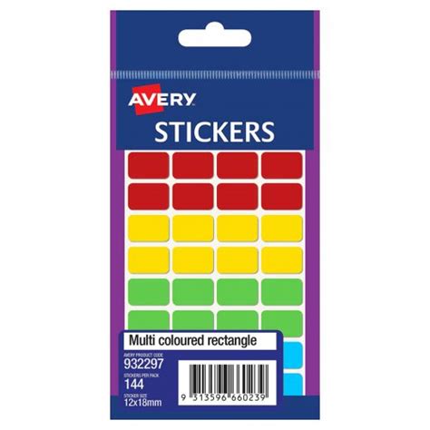 Multi Purpose Stickers Avery 12 X 18mm Multi Coloured Pack Of