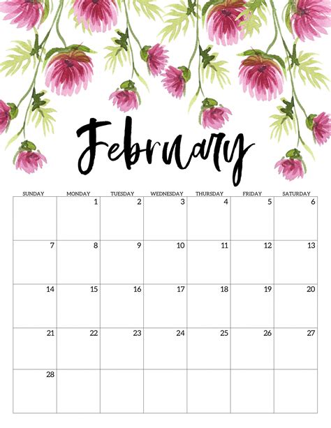 Girly Calender 2021 Month Calendar Printable