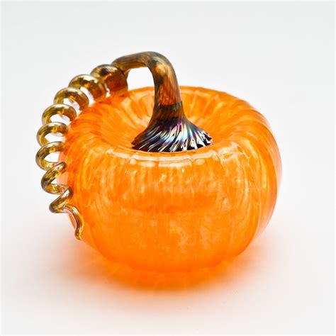 Gold Stem Pumpkin Orange By Bryan Goldenberg Art Glass Sculpture