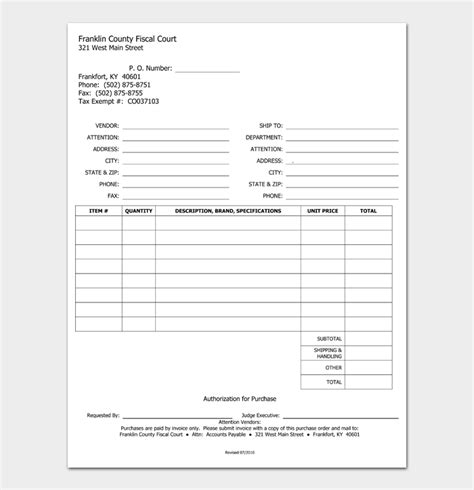 Printable Purchase Order Form Template Printable Free Templates Images