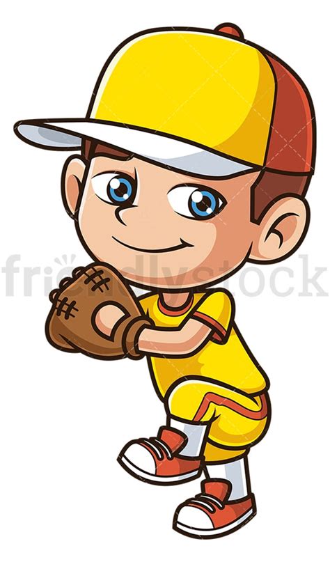 Little Boy Baseball Player Cartoon Clipart Vector Friendlystock
