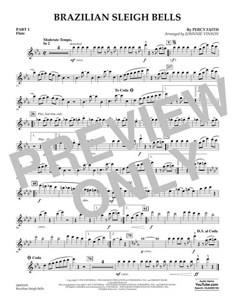 Johnnie Vinson Brazilian Sleigh Bells Pt1 Flute Sheet Music Pdf