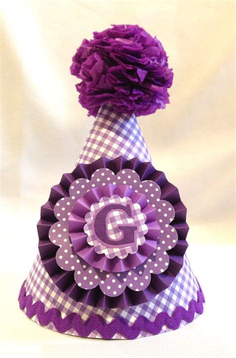 Purple Party Hat Gingham Party Hat On Etsy 1500 Partyhat Purple