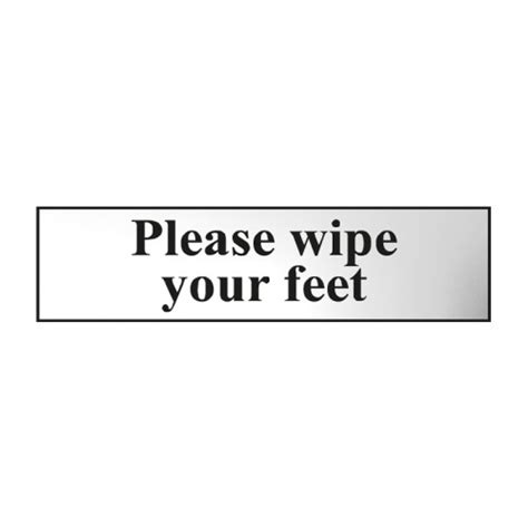 Centurion Please Wipe Your Feet Sign Chrome Effect Self Adhesive