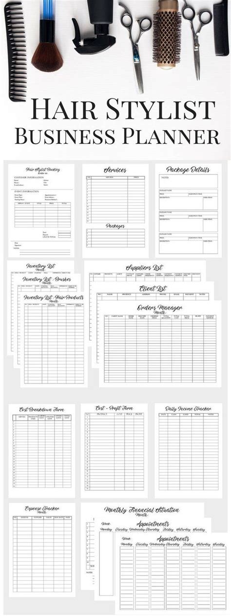 Hair Stylist Editable Business Planner And Manager Small Etsy Salon