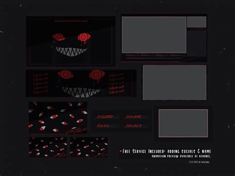 Anime Yandere Twitch Overlay Package Crazy Bloody Aesthetic Etsy Hong