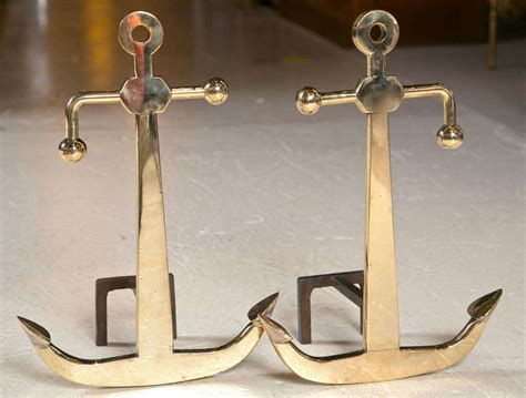 Modernist Anchor Andirons Manner Of Maison Charles At 1stdibs