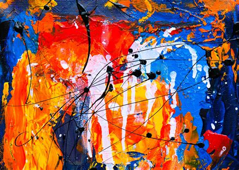 Orange And Blue Abstract Painting Wallpaper Abstract Expressionism