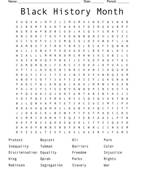 Printable Black History Month Word Search Challenge A