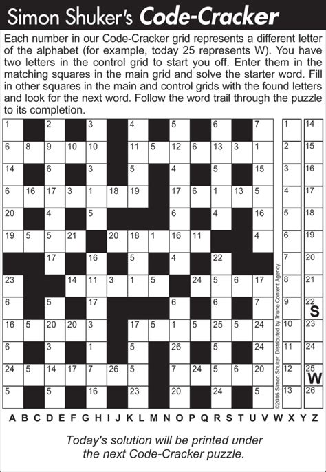 Code Cracker Sample Puzzle 1 Tribune Content Agency May Printable