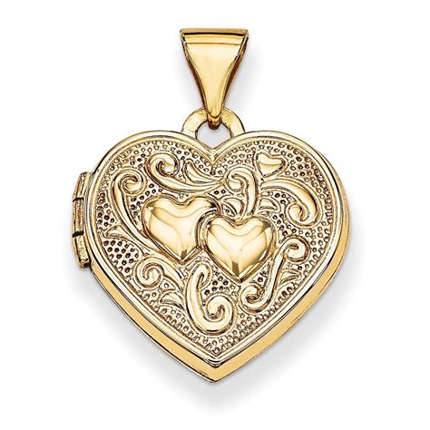 14k Yellow Gold Double Heart Locket Pendant With 18 Inch 886774127682